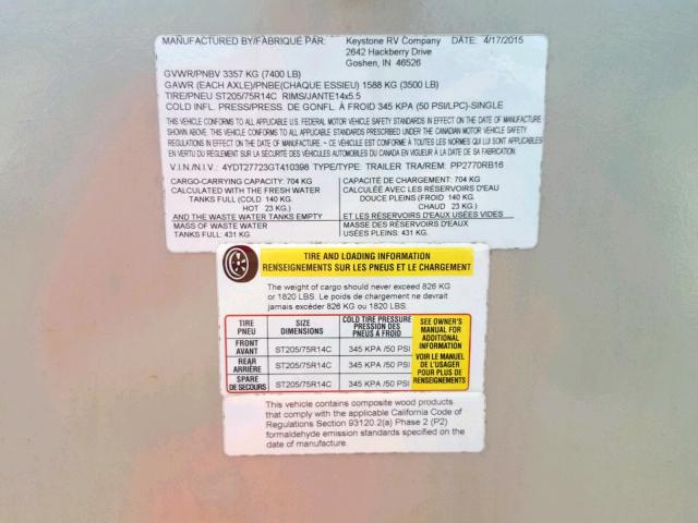 4YDT27723GT410398 - 2016 KEYSTONE PASSPORT 棕色 照片 10