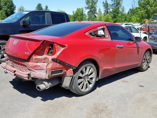 1HGCS21838A013002 - 2008 HONDA ACCORD EXL RED photo 4