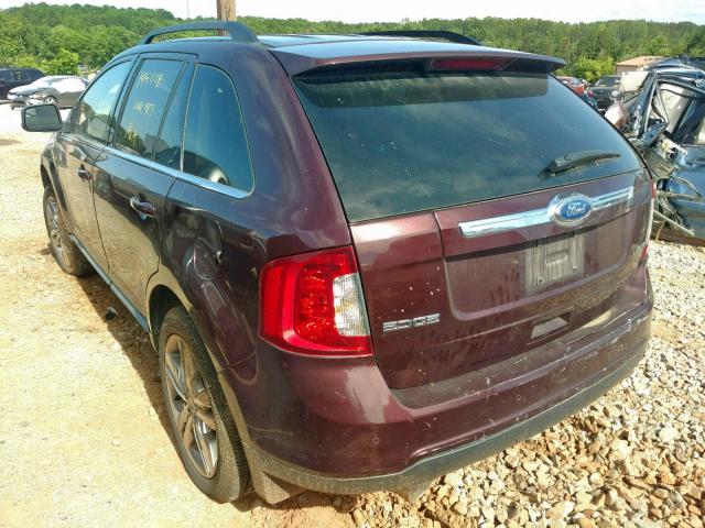 2FMDK3KC8BBA36147 - 2011 FORD EDGE LIMIT BURGUNDY photo 3