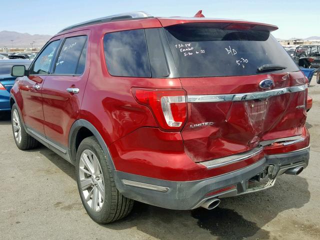 1FM5K8F82KGA63702 - 2019 FORD EXPLORER L RED photo 3