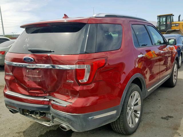 1FM5K8F82KGA63702 - 2019 FORD EXPLORER L RED photo 4