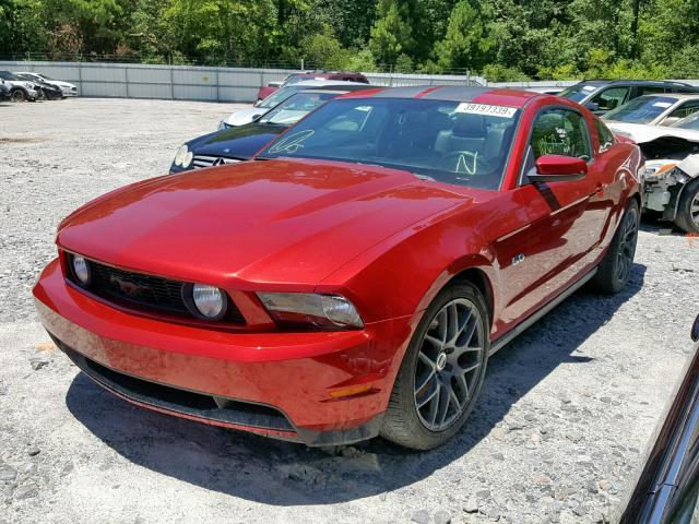 1ZVBP8CF1B5140368 - 2011 FORD MUSTANG GT RED photo 2