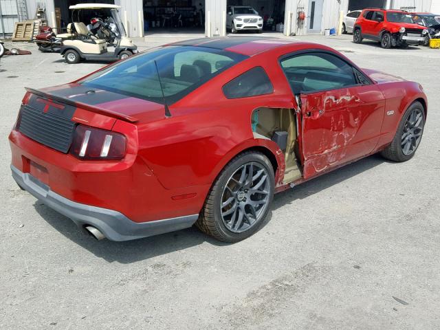 1ZVBP8CF1B5140368 - 2011 FORD MUSTANG GT RED photo 4