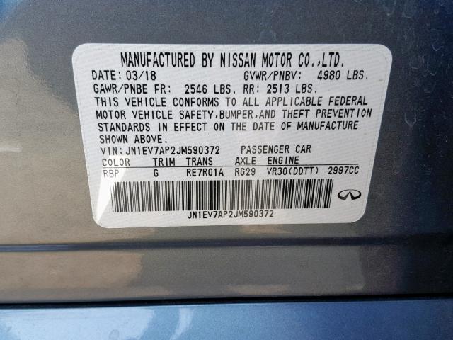 JN1EV7AP2JM590372 - 2018 INFINITI Q50 LUXE BLUE photo 10