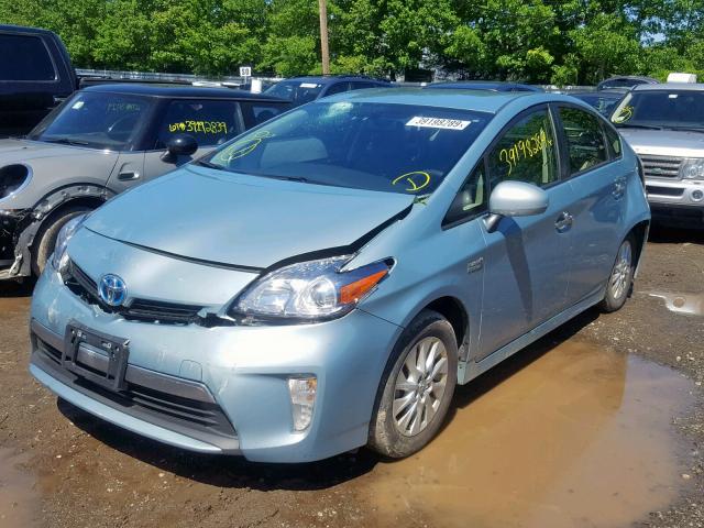 JTDKN3DP7D3044732 - 2013 TOYOTA PRIUS PLUG GREEN photo 2