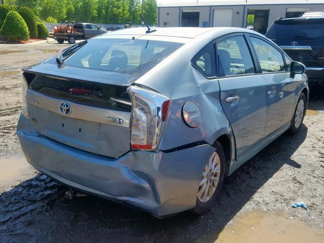 JTDKN3DP7D3044732 - 2013 TOYOTA PRIUS PLUG GREEN photo 4