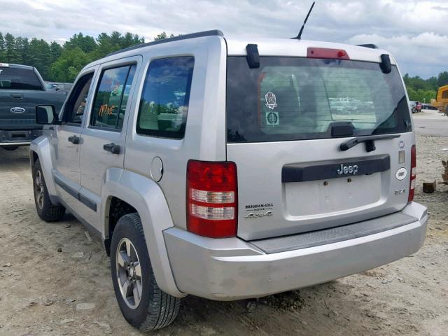 1J8GN28K68W285001 - 2008 JEEP LIBERTY SP SILVER photo 3