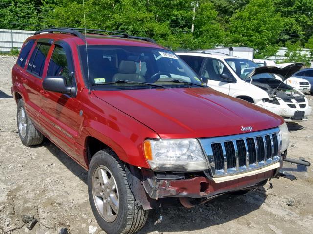 1J4GW58N34C322303 - 2004 JEEP GRAND CHER RED photo 1