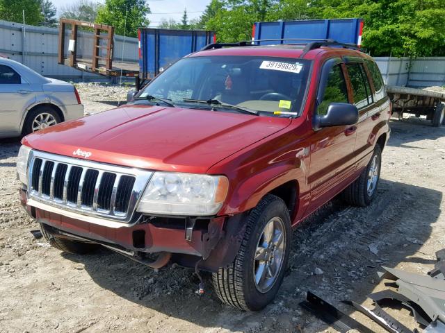 1J4GW58N34C322303 - 2004 JEEP GRAND CHER RED photo 2