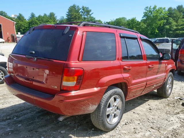 1J4GW58N34C322303 - 2004 JEEP GRAND CHER RED photo 4