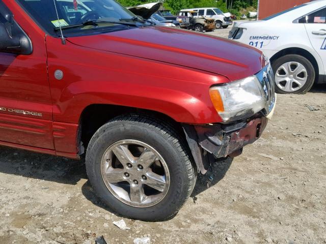 1J4GW58N34C322303 - 2004 JEEP GRAND CHER RED photo 9