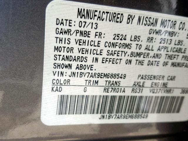 JN1BV7AR9EM688549 - 2014 INFINITI Q50 BASE GRAY photo 10