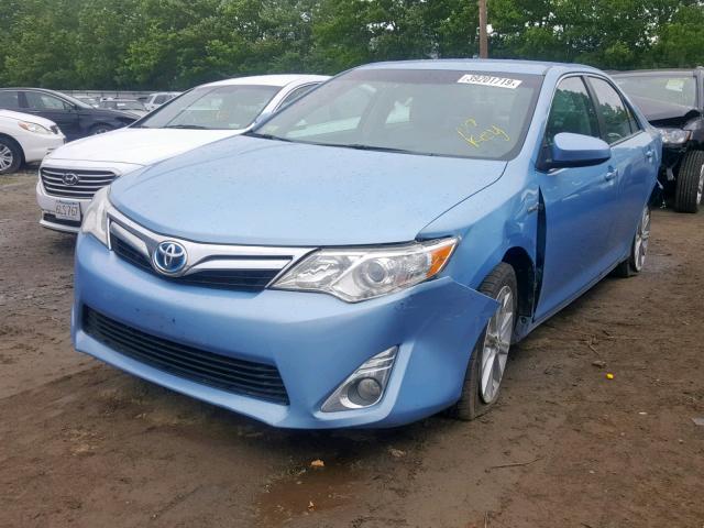 4T1BD1FK0CU060879 - 2012 TOYOTA CAMRY HYBR BLUE photo 2