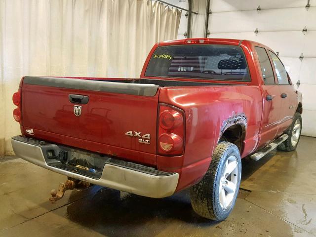 1D7HU18267S192144 - 2007 DODGE RAM 1500 S RED photo 4