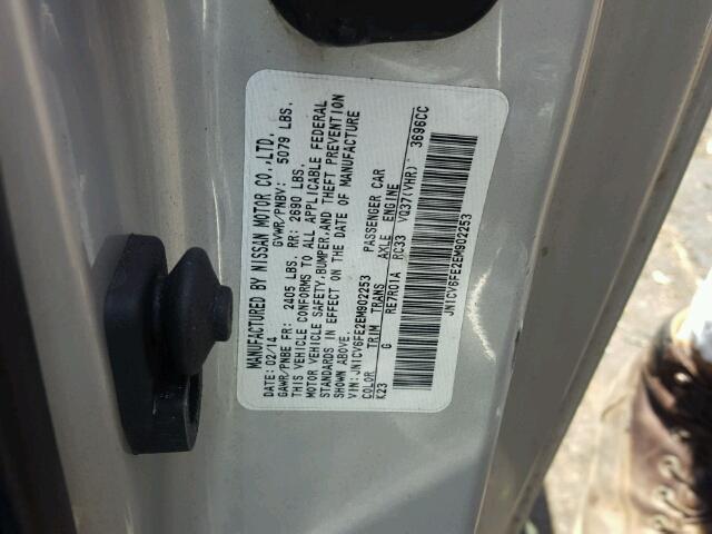 JN1CV6FE2EM902253 - 2014 INFINITI Q60 BASE SILVER photo 10