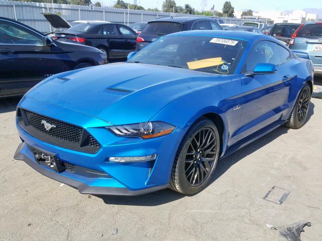 1FA6P8CF7K5125934 - 2019 FORD MUSTANG GT BLUE photo 2