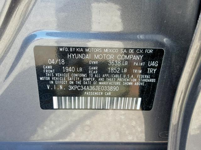 3KPC34A36JE033890 - 2018 HYUNDAI ACCENT LIM GRAY photo 10