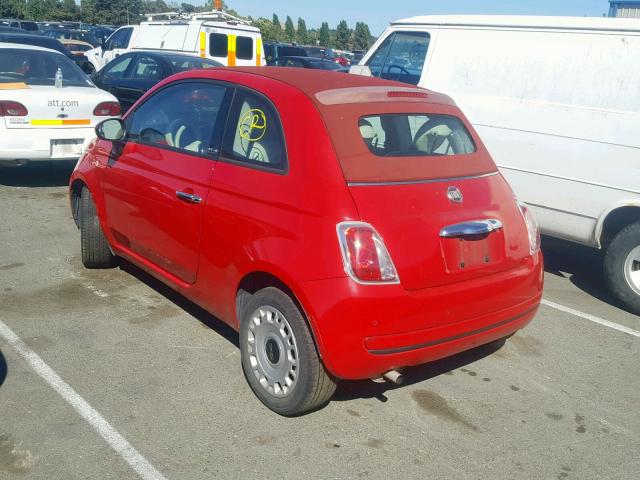 3C3CFFDR7CT123183 - 2012 FIAT 500 POP RED photo 3