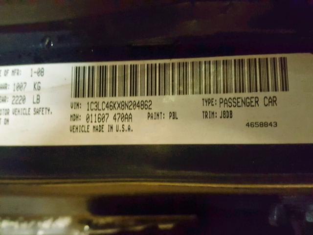 1C3LC46KX8N204862 - 2008 CHRYSLER SEBRING LX BLUE photo 10