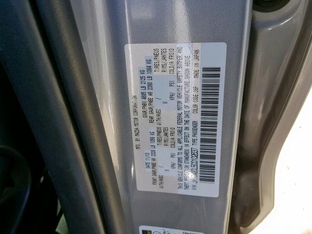 JM1CW2CL5C0102637 - 2012 MAZDA 5 SILVER photo 10