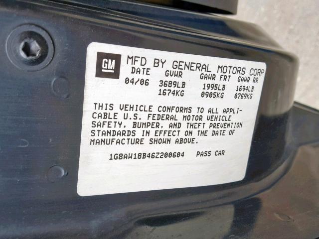 1G8AW18B46Z200604 - 2006 SATURN ION LEVEL BLACK photo 10
