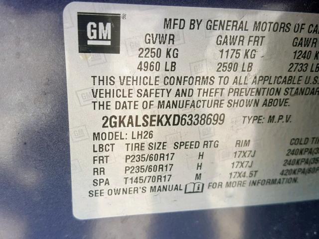 2GKALSEKXD6338699 - 2013 GMC TERRAIN SL GRAY photo 10