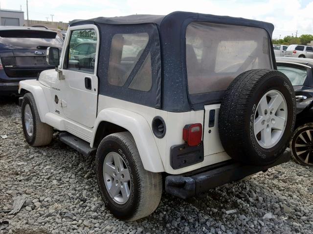 1J4FA59S41P330204 - 2001 JEEP WRANGLER / WHITE photo 3