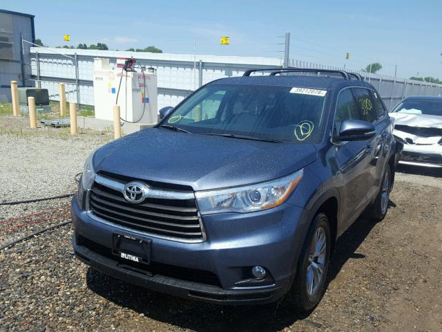 5TDBKRFH3GS302281 - 2016 TOYOTA HIGHLANDER BLUE photo 2