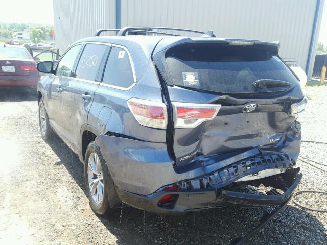 5TDBKRFH3GS302281 - 2016 TOYOTA HIGHLANDER BLUE photo 3