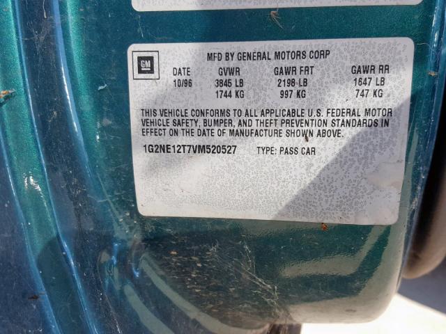 1G2NE12T7VM520527 - 1997 PONTIAC GRAND AM S GREEN photo 10