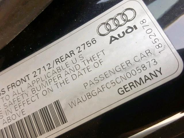 WAUBGAFC5CN005873 - 2012 AUDI A6 BLACK photo 10