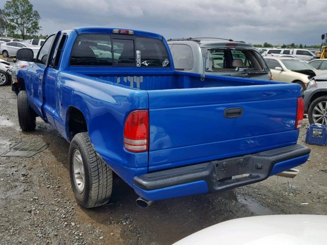 1B7GL22Y4XS153404 - 1999 DODGE DAKOTA BLUE photo 3