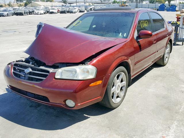 JN1CA31D91T840584 - 2001 NISSAN MAXIMA GXE RED photo 2