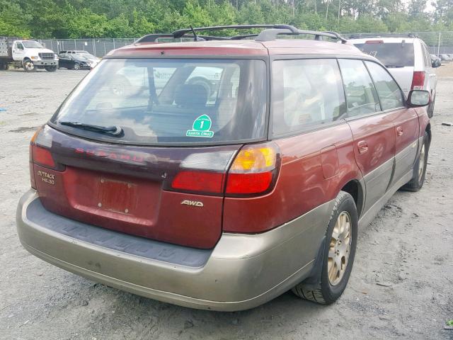 4S3BH806637661161 - 2003 SUBARU LEGACY OUT RED photo 4