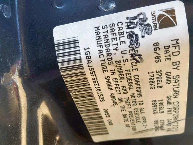 1G8AJ55F56Z101528 - 2006 SATURN ION LEVEL RED photo 10