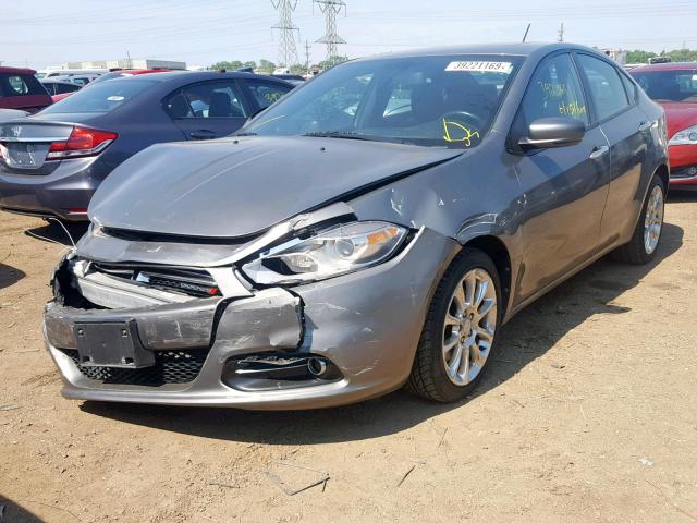 1C3CDFCAXDD142772 - 2013 DODGE DART LIMIT GRAY photo 2