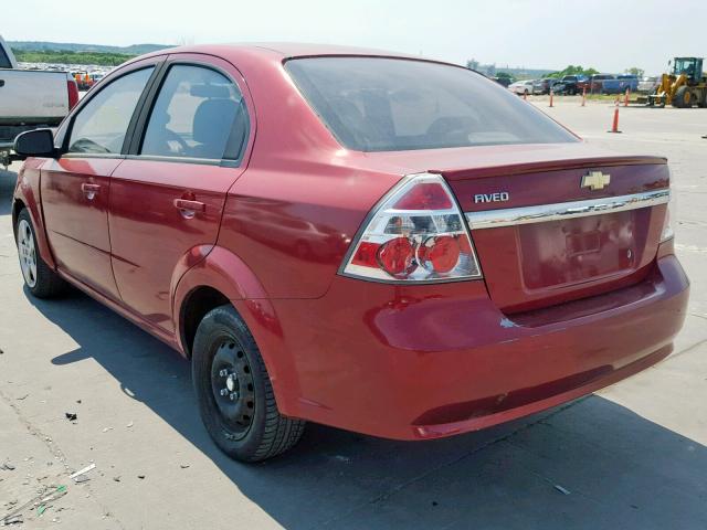 KL1TD5DE9AB130621 - 2010 CHEVROLET AVEO LS RED photo 3