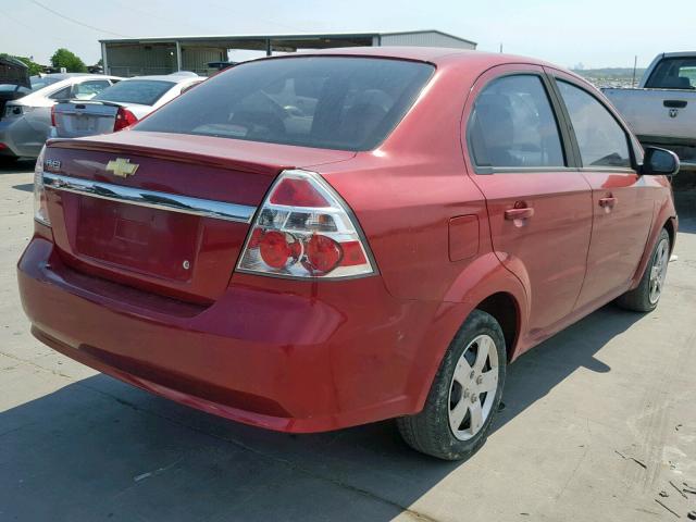 KL1TD5DE9AB130621 - 2010 CHEVROLET AVEO LS RED photo 4