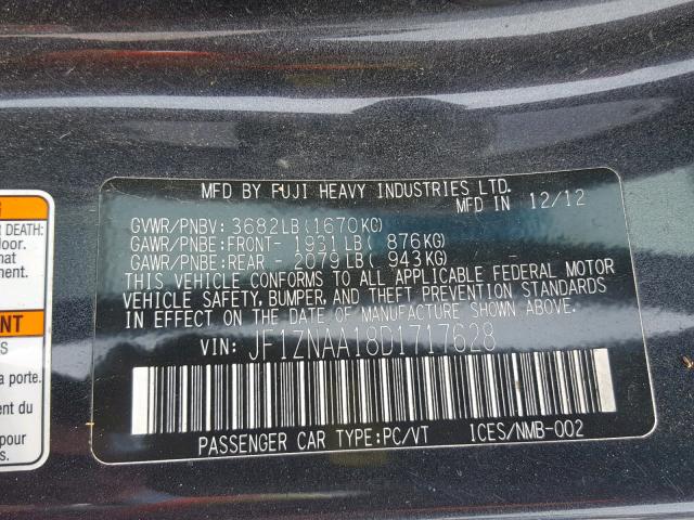 JF1ZNAA18D1717628 - 2013 TOYOTA SCION FR-S BLACK photo 10