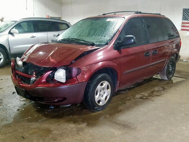 1B4GP25R62B704267 - 2002 DODGE CARAVAN SE BURGUNDY photo 2