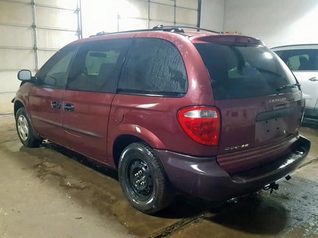 1B4GP25R62B704267 - 2002 DODGE CARAVAN SE BURGUNDY photo 3