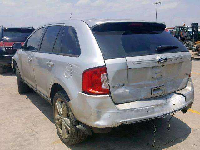 2FMDK3JC3EBB38266 - 2014 FORD EDGE SEL SILVER photo 3