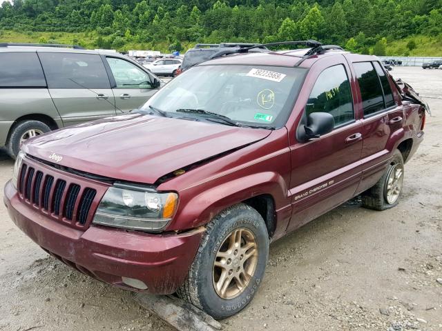 1J4GW68S9XC576114 - 1999 JEEP GRAND CHER BURGUNDY photo 2