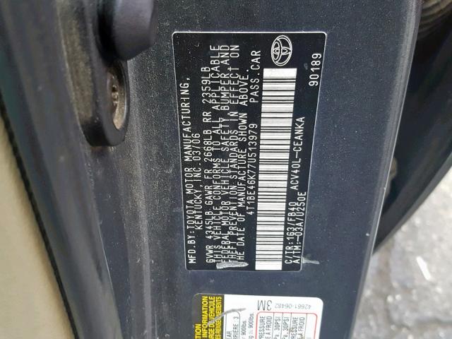 4T1BE46K77U513979 - 2007 TOYOTA CAMRY NEW CHARCOAL photo 10