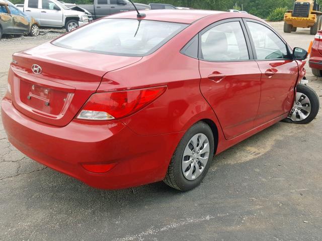 KMHCT4AE5GU031975 - 2016 HYUNDAI ACCENT SE RED photo 4