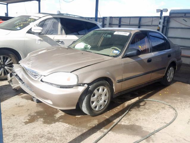 1HGEJ6623YL029292 - 2000 HONDA CIVIC DX GOLD photo 2