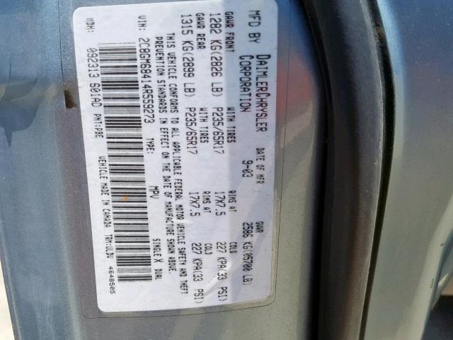 2C8GM68414R559273 - 2004 CHRYSLER PACIFICA BLUE photo 10