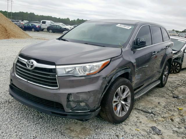 5TDZKRFH7GS134532 - 2016 TOYOTA HIGHLANDER GRAY photo 2