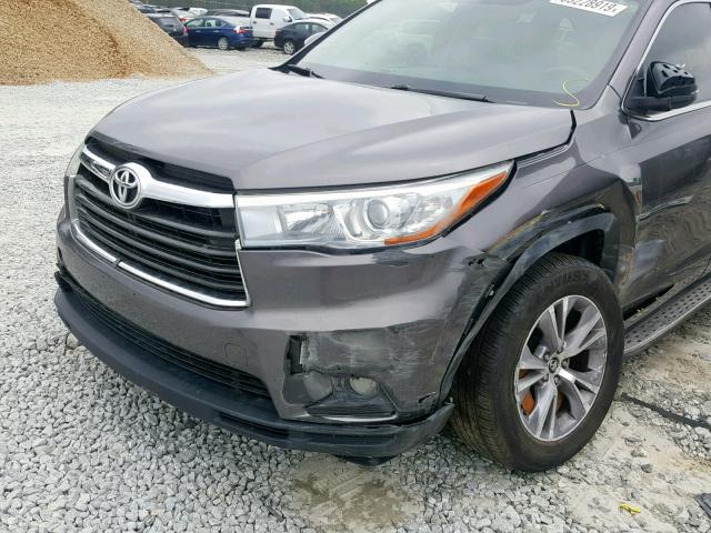 5TDZKRFH7GS134532 - 2016 TOYOTA HIGHLANDER GRAY photo 9