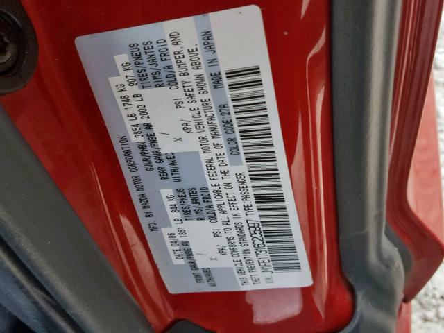 JM1FE173160205997 - 2006 MAZDA RX8 RED photo 10